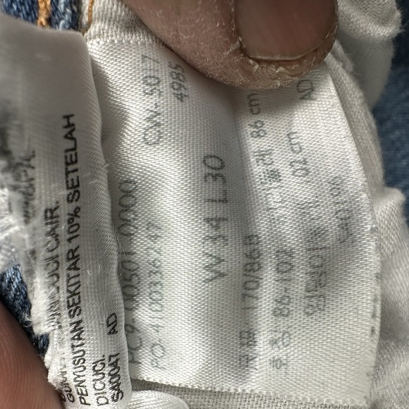 Y2K Levi's 501 Jeans Men Meas 32x27 Blue Button Fly Denim Cotton Egypt Tag 34 - Picture 10 of 11